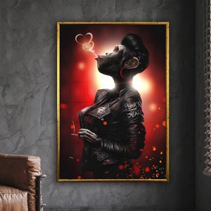 punk&#39;s not dead, monkey canvas print, love punk monkey canvas art, canvas art design, framed canvas, ready to hang decoration