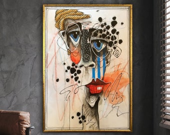 art print in a surreal style, elaborate, exuberant,original,different to decorate your home, wall art design, framed canvas ready to hang