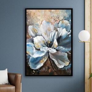 colorful flowers canvas art, flower canvas decor, floral wall art, flower poster, wall art canvas design, framed canvas ready to hang