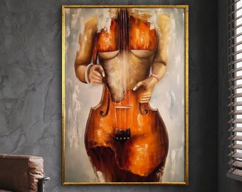 cello wall decor, music wall art, cello and woman, woman wall decor, cello poster, wall art canvas design, framed canvas ready to hang