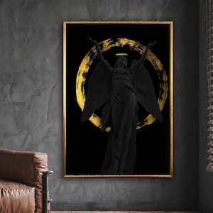 angel woman canvas wall art, winged woman canvas print, angel canvas painting, ready to hang canvas print, framed canvas art