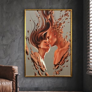 arte de pared de amor, impresión de lienzo de amor, arte de lienzo de amor, arte de pared de pareja, póster de pareja, diseño de lienzo de arte de pared, lienzo enmarcado listo para colgar