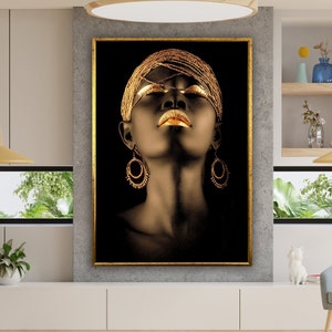 sephia woman canvas print, african  woman wall art,black art decor, ethnic poster, wall art canvas design, framed ready to hang