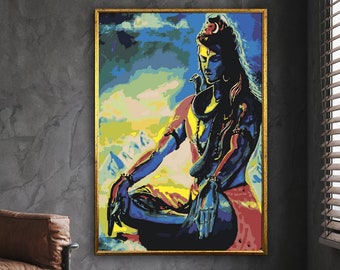 lord shiva canvas hindu art spiritual art shiva statue indian gods print yoga spiritual buddhist wall art yoga mantra decor framed canvas