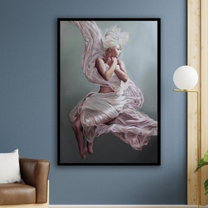 artistic woman portrait canvas print, blonde haired woman, woman canvas print, woman canvas painting, framed ready to hang decoration
