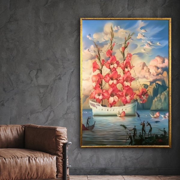 surreal art, wall art surreal, surreal art print, surreal canvas art, ship poster, wall art canvas design, framed canvas, ready to hang