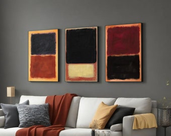 Set of 3 Mark Rothko Canvas Art Reproduction Set, Abstract Wall Decor, Modern Minimalist Art