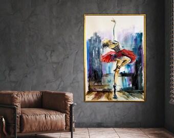 ballerina wall art, dance & woman wall art, women canvas art, dancer poster, wall art canvas design, framed canvas ready to hang