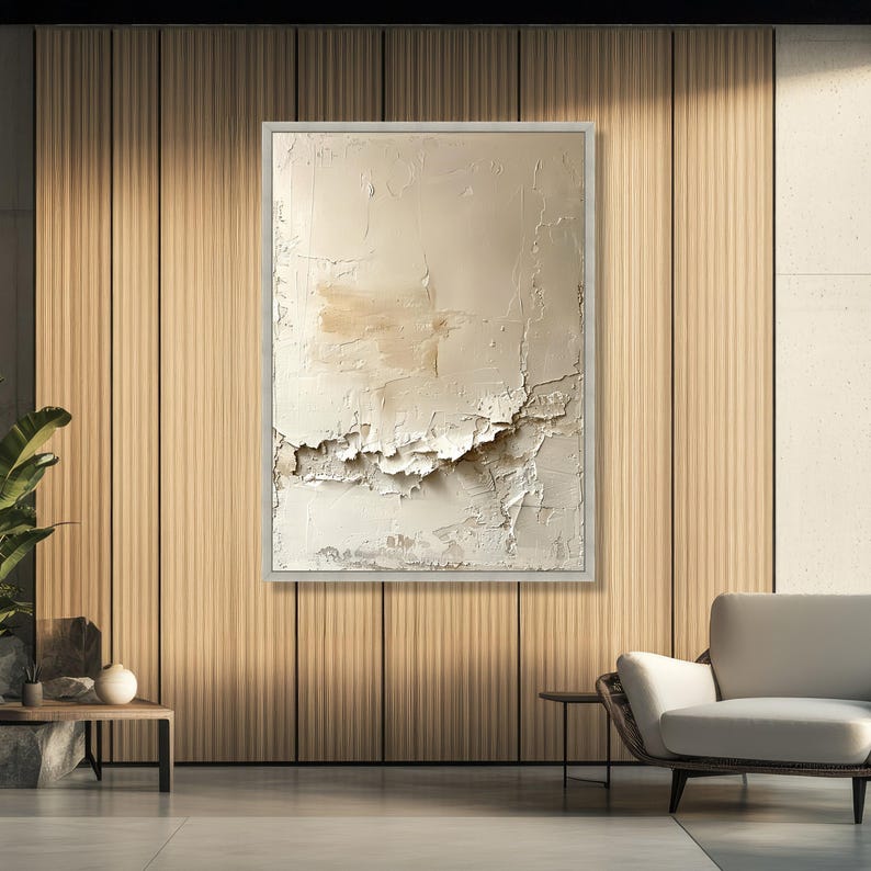 Neutral Abstract Canvas Wall Art, Modern Minimalist Home Decor, Beige ...