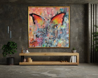butterfly painting,butterfly wall art, modern wall art, butterfly canvas, animal poster, wall art canvas design, framed canvas ready to hang