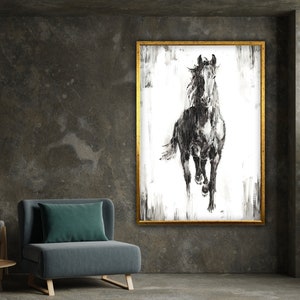 wildes Pferd Kunstdruck, rennendes Pferd, Tiere Poster, fertig zum Aufhängen Dekoration