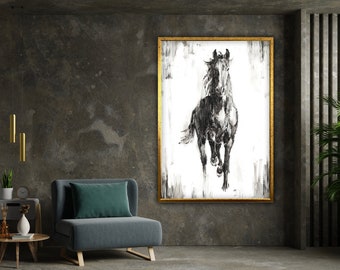 wild horse canvas wall art print, running horse wall art, animals poster, wall art canvas design, ready to hang decoration