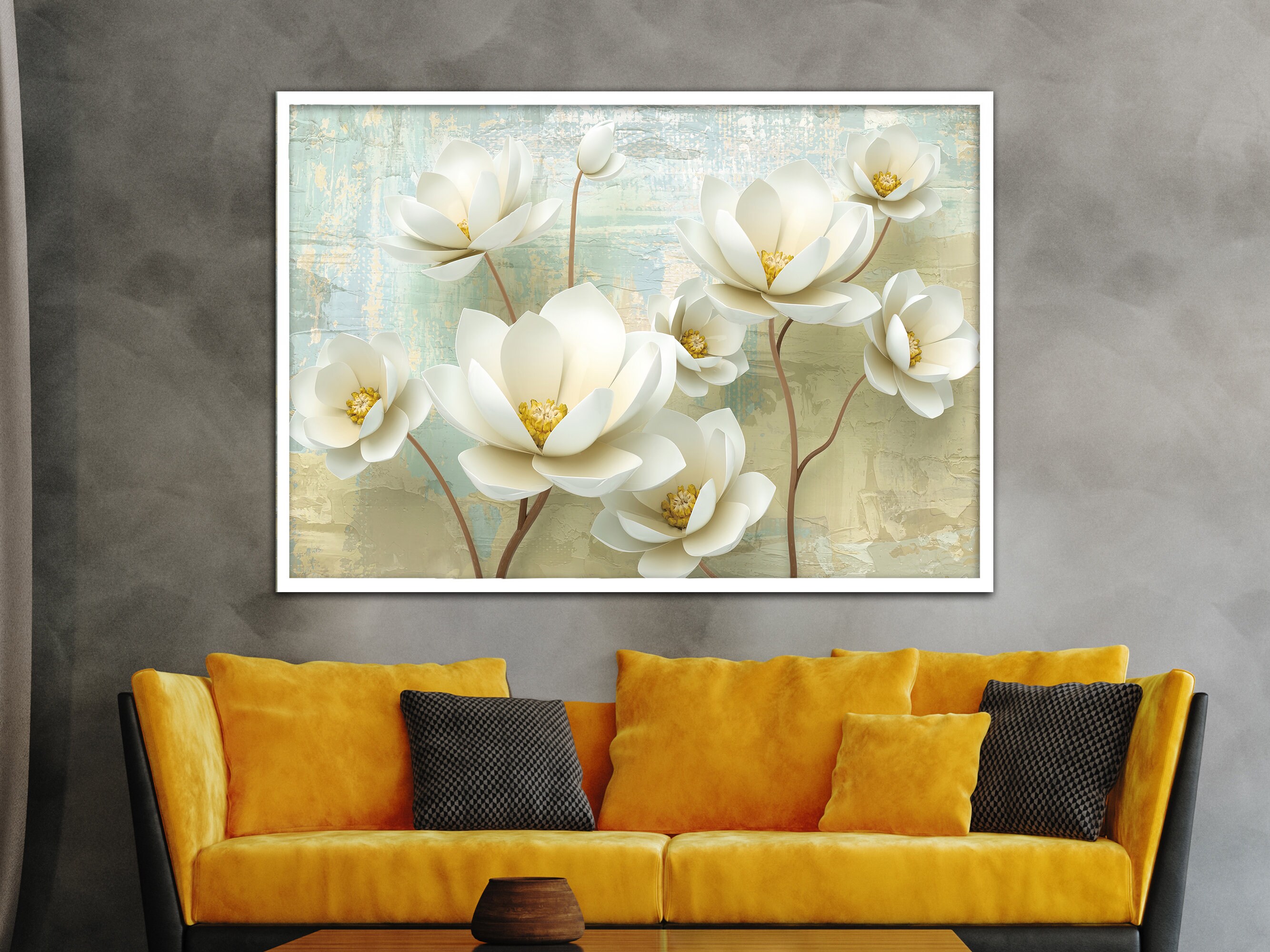 Lotus Flower Wall Art, White Flower Canvas Print, White Flower Art ...