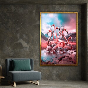 flamingo canvas wall art, animal wall art, pink flamingo wall print, animals poster, wall art canvas design, ready to hang decoration