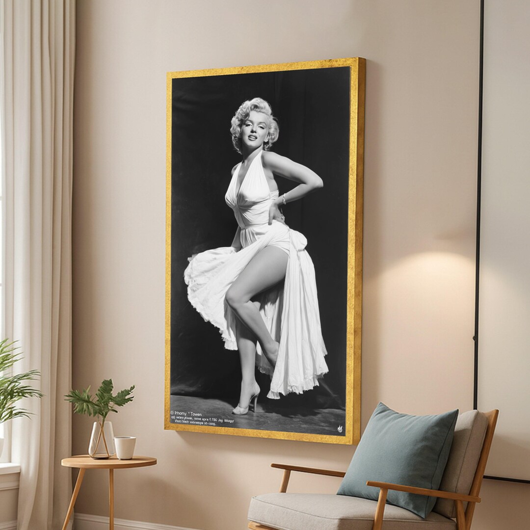 Classic Marilyn Monroe Black and White Canvas, Hollywood Icon Wall Art ...