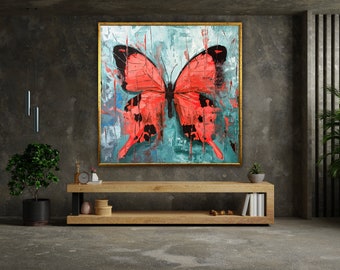 butterfly painting,butterfly wall art, modern wall art, butterfly canvas, animal poster, wall art canvas design, framed canvas ready to hang