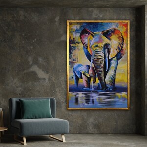 Colorful Elephant,Multicolor Elephant Canvas,Canvas Prints,Asian Canvas Wall Art, Wall Art Canvas Design, Ready To Hang Decoration
