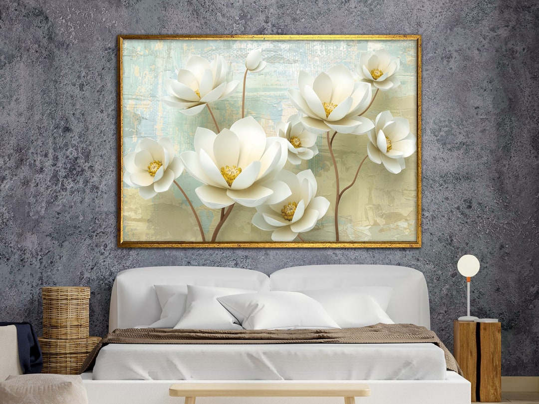 Lotus Flower Wall Art, White Flower Canvas Print, White Flower Art ...
