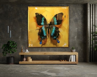 butterfly painting,butterfly wall art, modern art, butterfly canvas, butterfly poster, wall art canvas design, framed canvas ready to hang