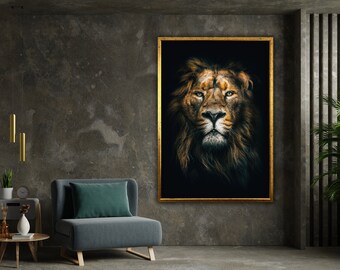 leeuwendoek, leeuwendoek, leeuwenmuurkunst, leeuwenposter, dierencanvas, dierenposter, kunst aan de muur canvasontwerp, klaar om decoratie op te hangen