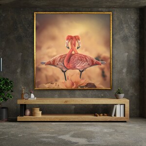 flamingo canvas wall art, animal wall art, pink flamingo wall print, animal poster, wall art canvas design, framed canvas ready to hang