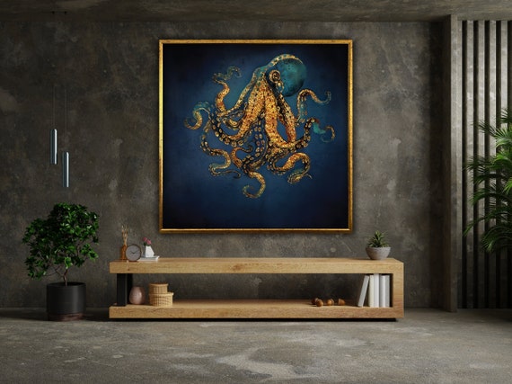 octopus wall art, modern wall decor, animal wall art, octopus canvas print, colorful octopus art, wall art canvas design, framed canvas