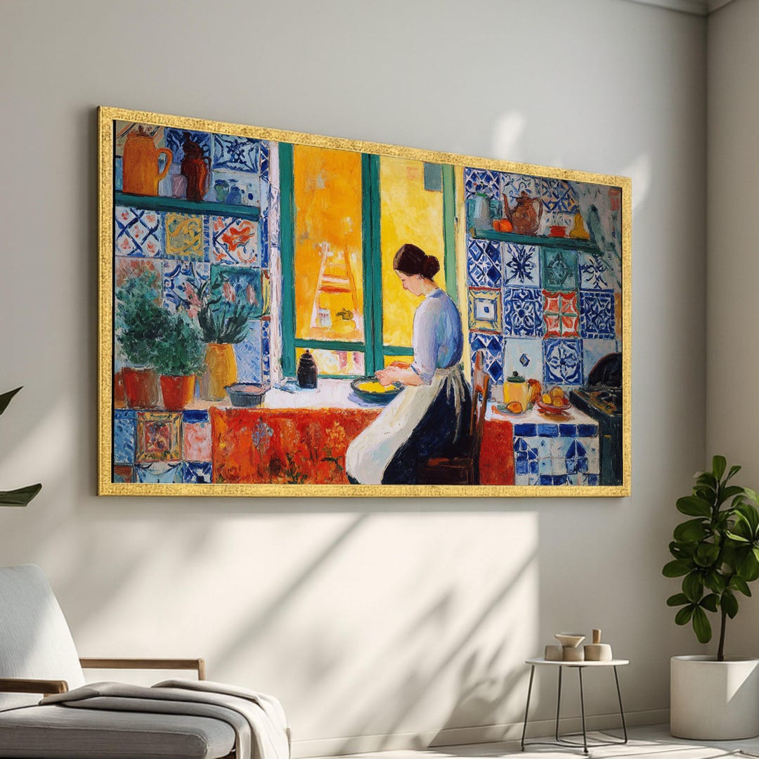 Matisse Kitchen Henri Matisse Kitchen Scene, Woman Cooking Canvas, Colorful Tile Wall ...