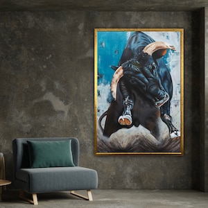 bull canvas print, bull artwork, bull wall decor, bull poster, animals poster, wall art canvas design, ready to hang decoration