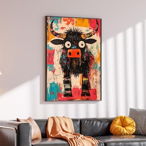 Bold Bull Canvas, Colorful Bull Wall Art, Abstract Animal Print, Wall Art Canvas Design, Ready To Hang Decoration