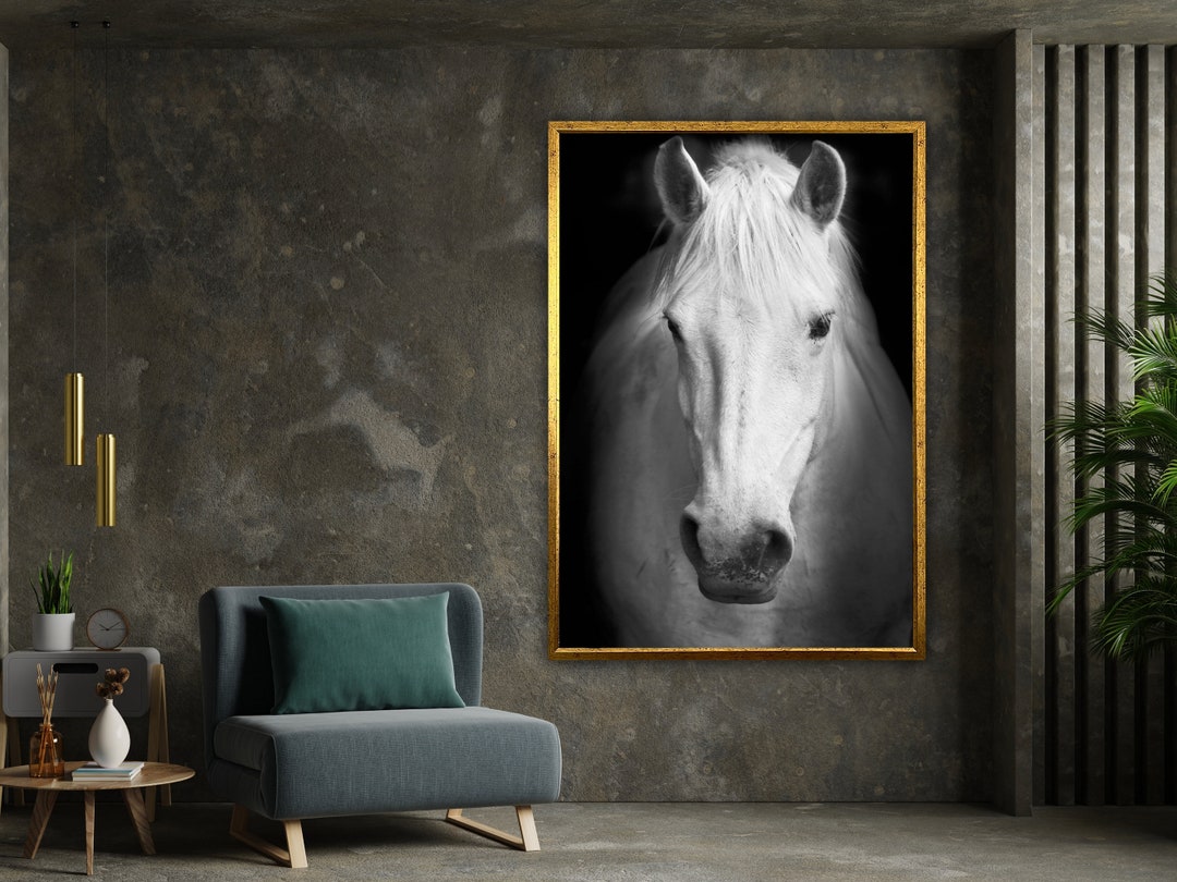 White Horses Canvas, Stallion Art, Horse Wall Art, Animal Art, Nature
