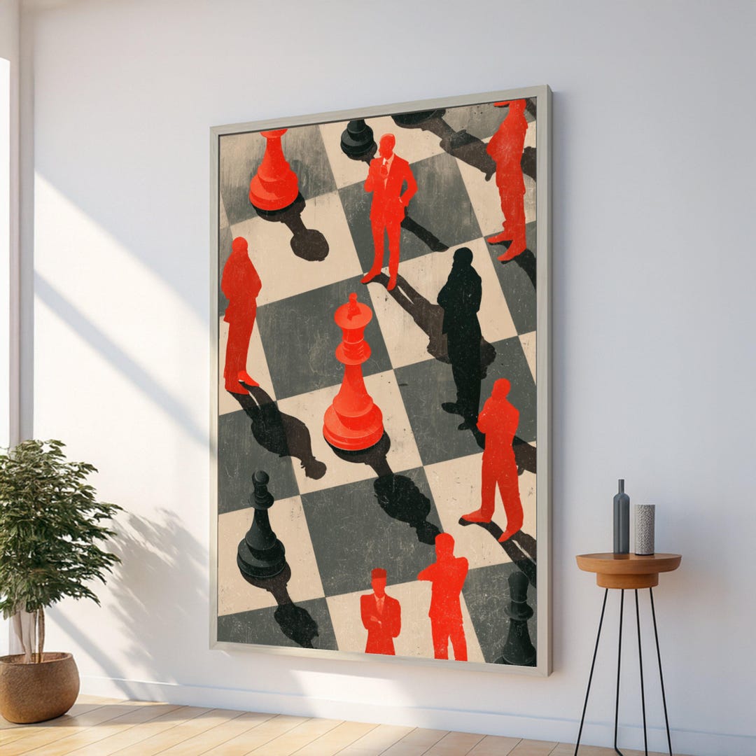 Chess Strategy Concept Canvas, Businessmen Chessboard Wall Art ...