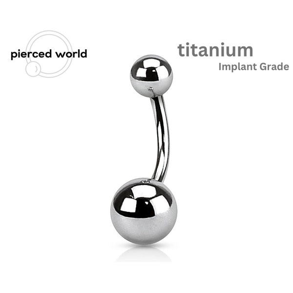1pc Simple Brushed Gold IP Belly Ring Ball Pierced Navel Curved Barbel – JSW Body Jewelry
