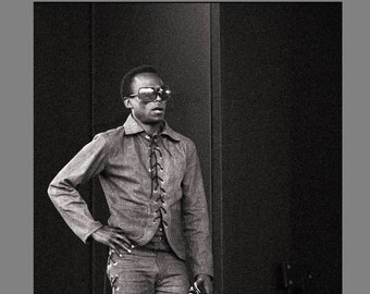 Miles Davis Jazz Trumpet 1969 Backstage Concert Performance Candid Photo Print. Limited Edition Signed Photo Print
