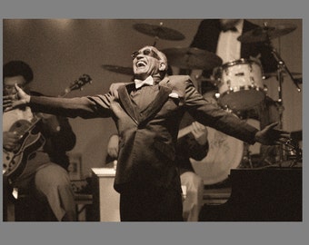 Ray Charles Live in Concert Performance Singing Smiling Candid Photo Print. Limited Edition Signed Photo Print