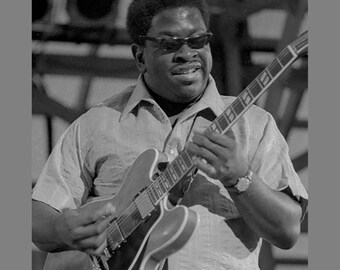 Freddie King 1972 Ann Arbor Blues and Jazz Festival Guitar Concert Performance Candid Black and White Limited Edition Signed Photo Print