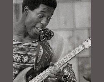 Buddy Guy 1969 Ann Arbor Blues Festival Guitar Concert Performance Candid Black and White Photo Print. Limited Edition Signed Print