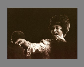 Aretha Franklin Queen of Soul Onstage Singing Detroit Concert Performance Candid Black & White Photo. Limited Edition Signed Photo Print