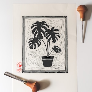 Monstera Deliciosa - Original Linoldruck