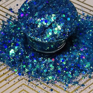 sea blue polyester chunky glitter