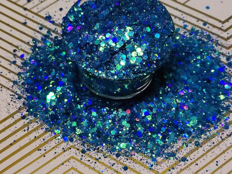 sea blue polyester chunky glitter