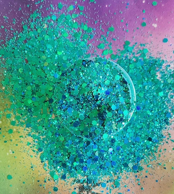 Iridescent Mermaid Glitter: Chunky Blue Green Polyester Glitter Mix