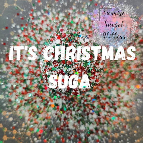 Holiday Chunky Glitter Mix, Christmas Nail Art, Custom Mixed Polyester Glitter, Fake Bake Supplies, Glitter for Resin- IT'S CHRISTMAS SUGA
