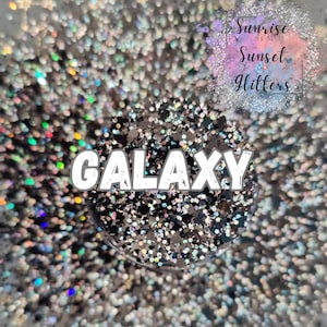 Black Chunky Glitter Mix, Polyester Glitter, Nail Glitter Mix, Glitter for Resin and Tumblers, Craft Glitter, Nail Art Supplies - GALAXY