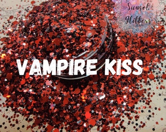 Custom Mix Polyester Glitter, Red Chunky Glitter Mix for Resin Art and Tumbler Making, Crafting Supplies, Nail Art Glitter - Vampire Kiss