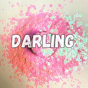 Gros coeurs roses irisés, stickers pour ongles, coeurs en forme pour résine et fabrication de bijoux, paillettes pour ongles - Darling