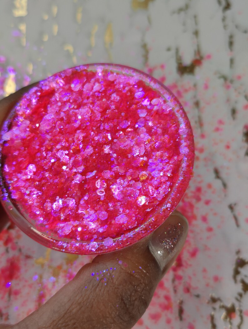Pink Glitter Mix Hot Pink Glitter Neon Pink Glitter Chunky Etsy