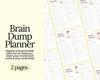 Brain Dump Planner | Thought Organizer | Thought Tracker | Organization Planner | Productivity Planner | Printable and Digital PDF