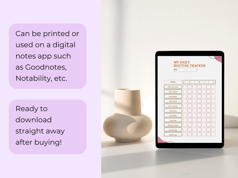 Daily Routine Tablet Daily Routine Tracker Planner | Digital & Printable | Weekly Routine ...