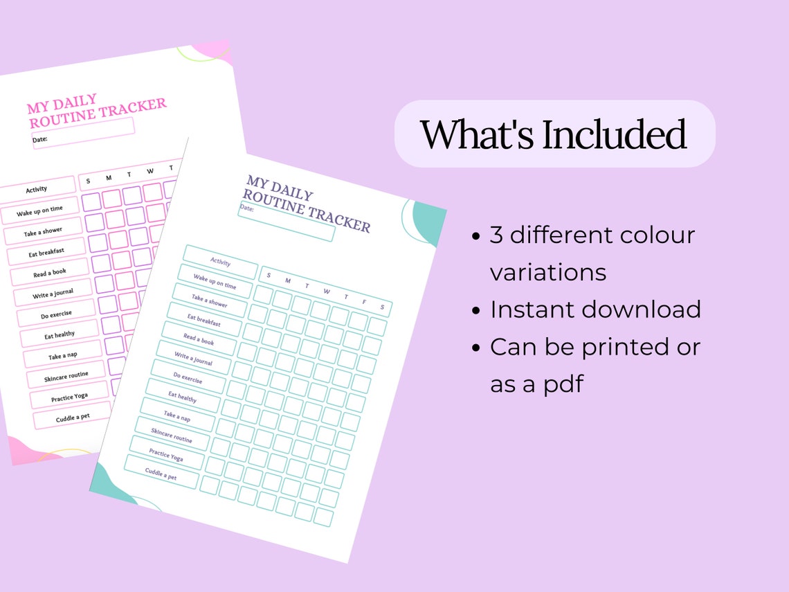 Daily Routine Tracker Planner | Digital & Printable | Weekly Routine ...