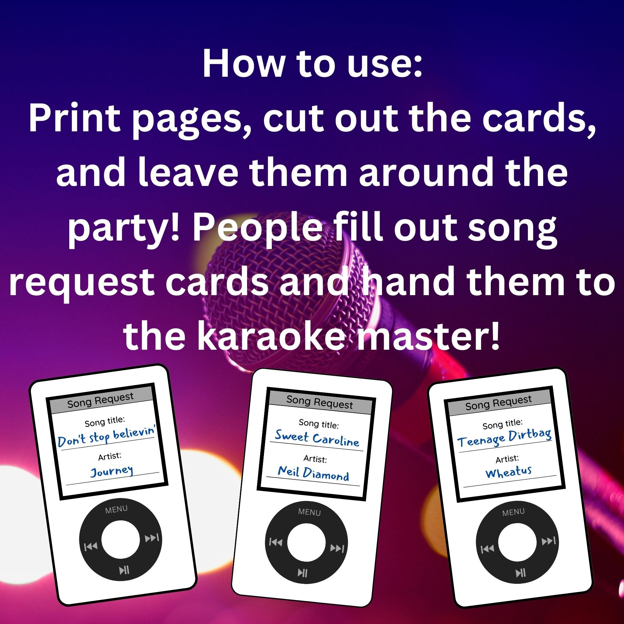 Printable Karaoke Party Song Request Cards, Retro Design Request Music ...